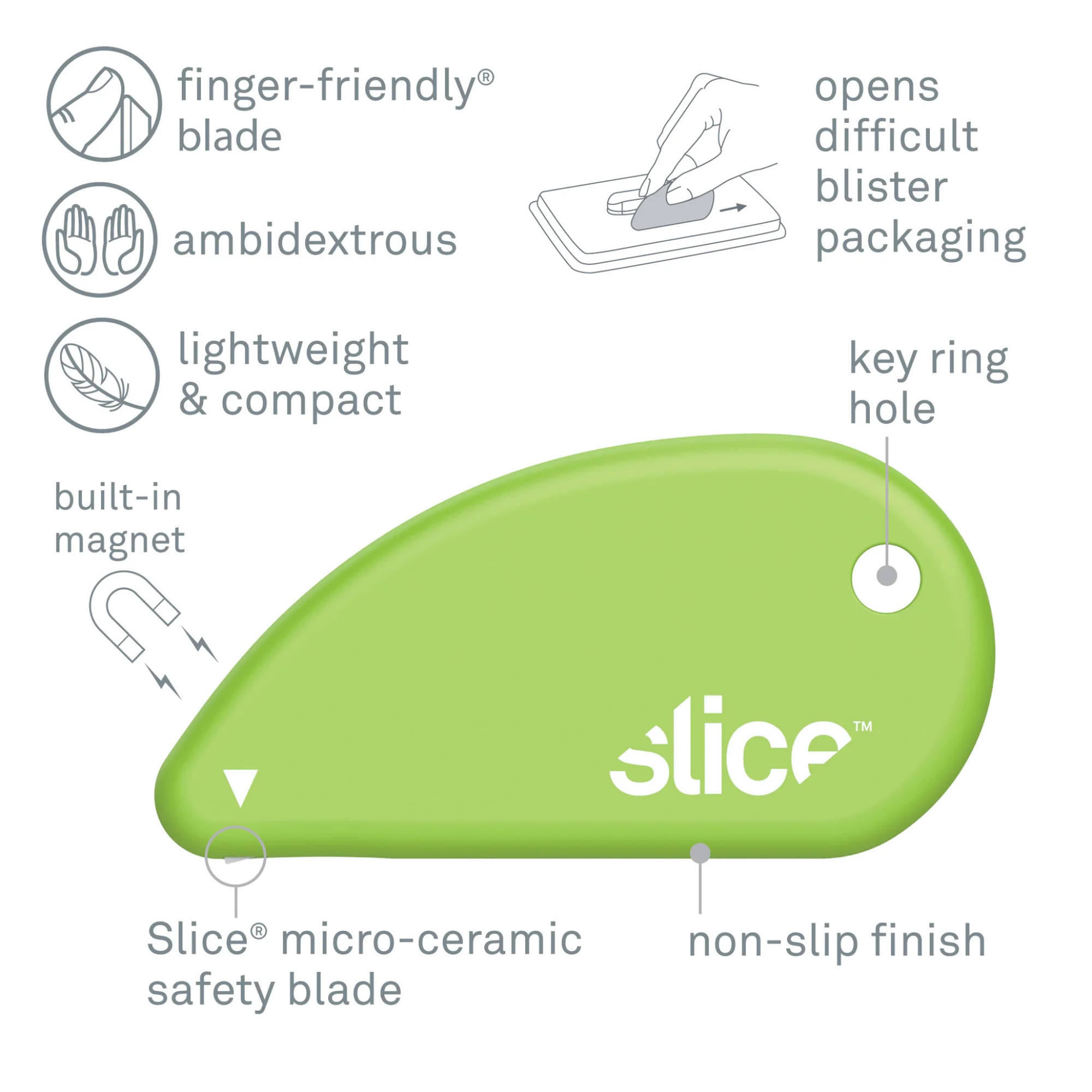 Slice 00200 Disposable Green Safety Cutter with Built In Magnet from Columbia Safety